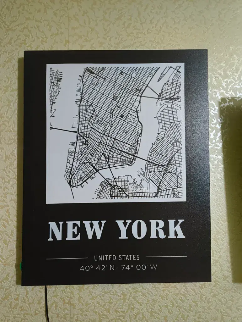 New York რუკა დეკორი განათებით კედლის ჭაღი  view 3