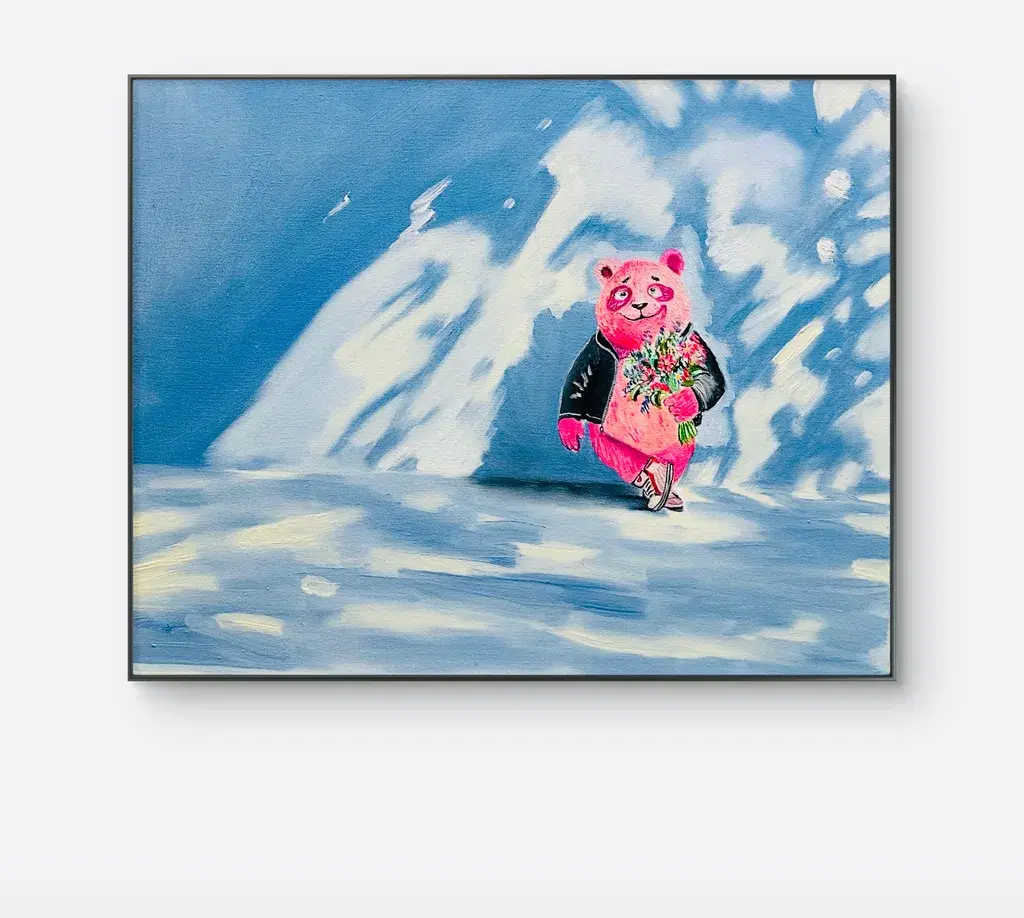 Pink panda on a date 🐼