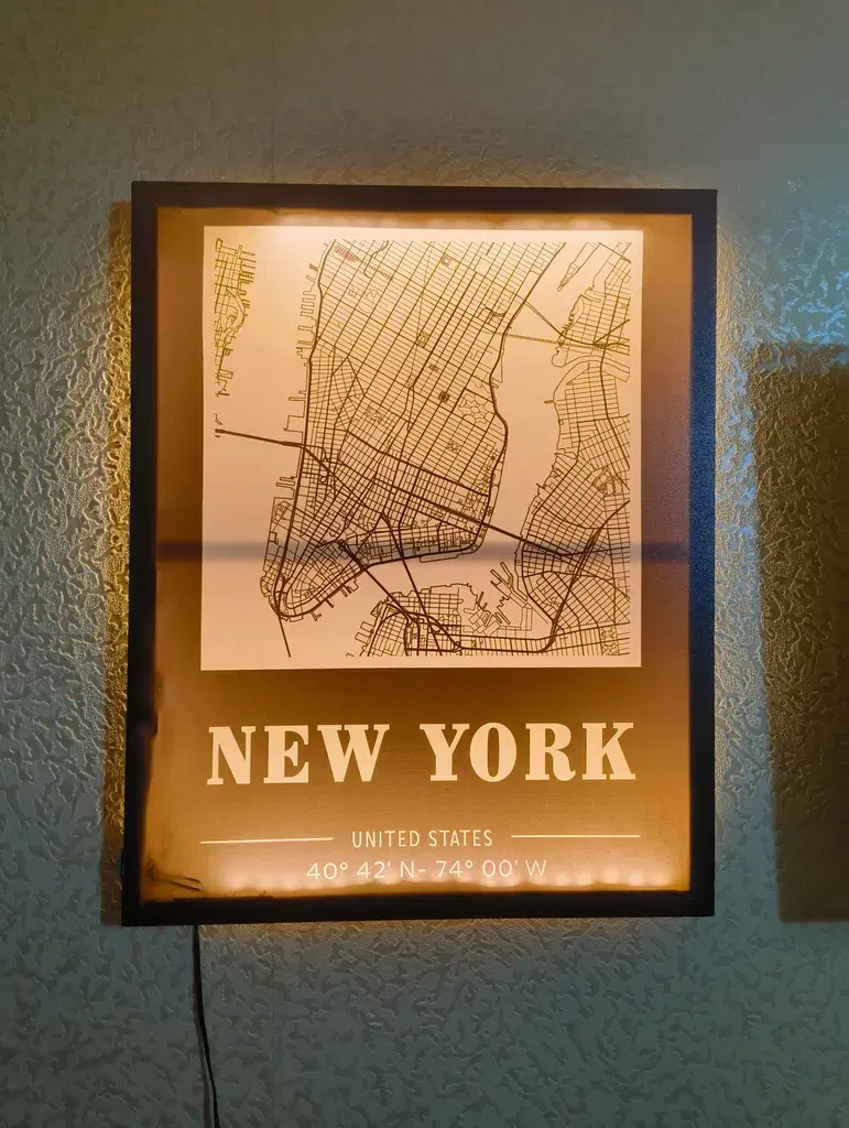 New York რუკა დეკორი განათებით კედლის ჭაღი  view 2